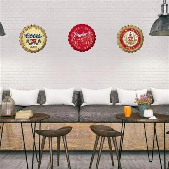 Old Milwaukee Beer Metal Bottle Cap Sign Garage Shop Bar Man Cave Outdoor LARGE - Picture 4 of 5